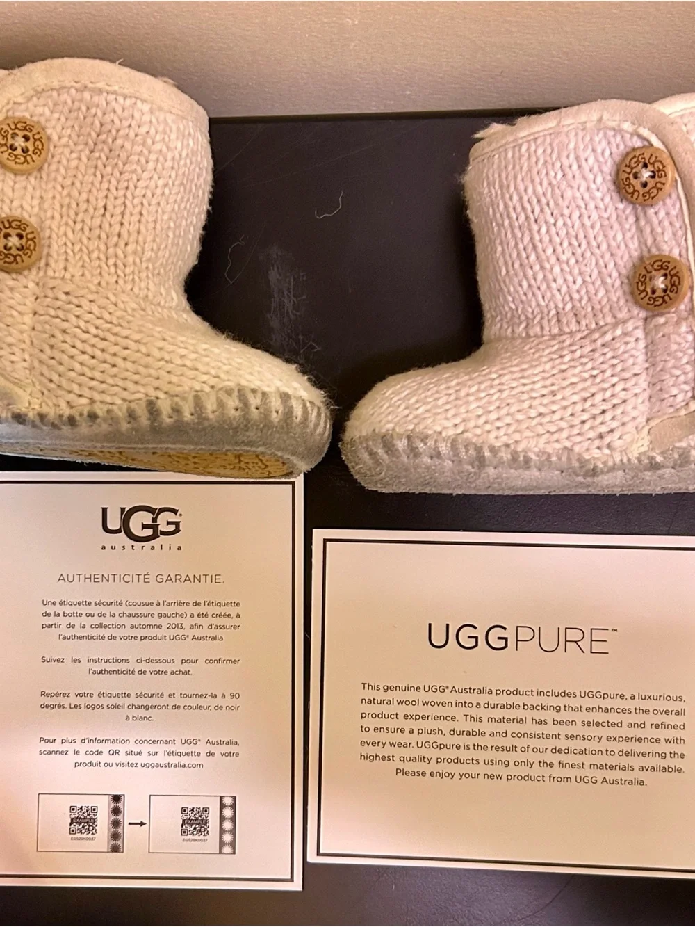 UGG Kids Knit Button Booties in Cream